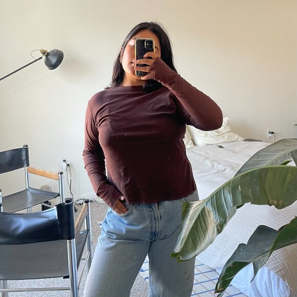 petit pois Brown Sheer Long Sleeve (sz XL) - Picture 1 of 8